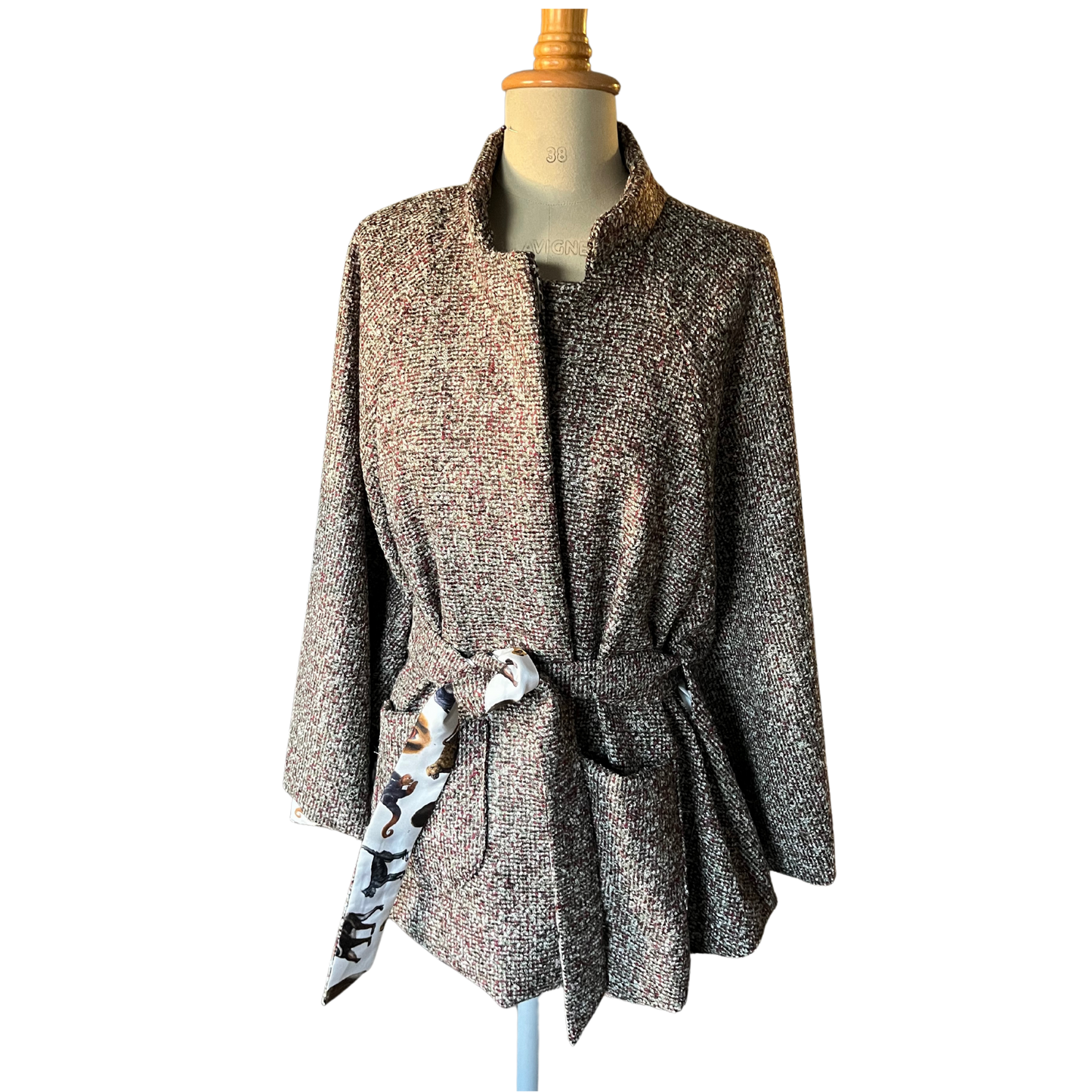 Oscar de la Renta Wool/Cashmere Deadstock with Silk Twill Monkey Liner