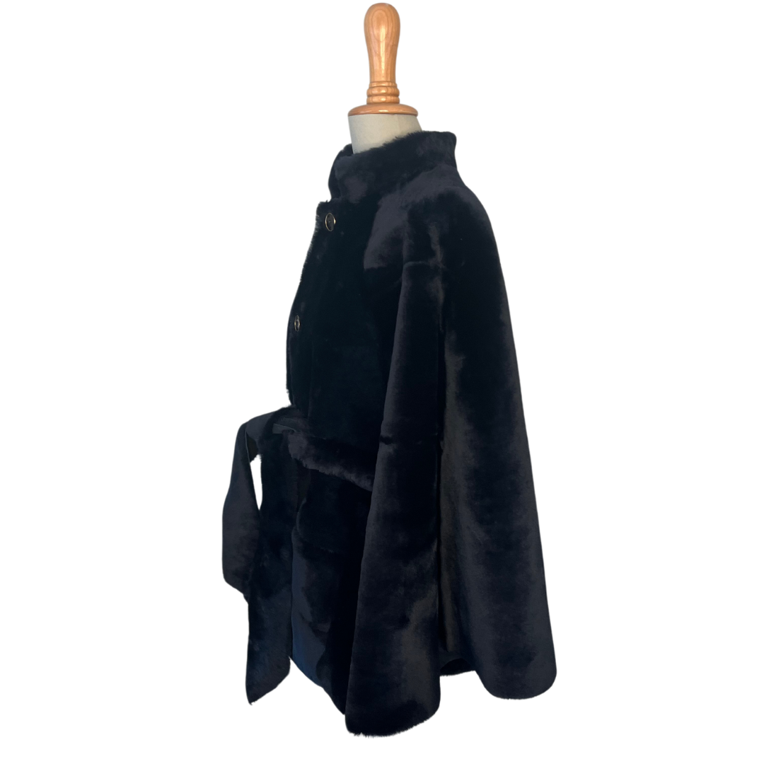 Show-Stopping Reversible Shearling Belted Cape