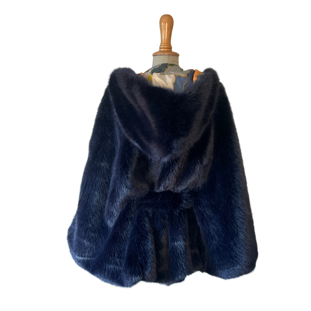 Flouncy Faux Fur Belted Women's Cape